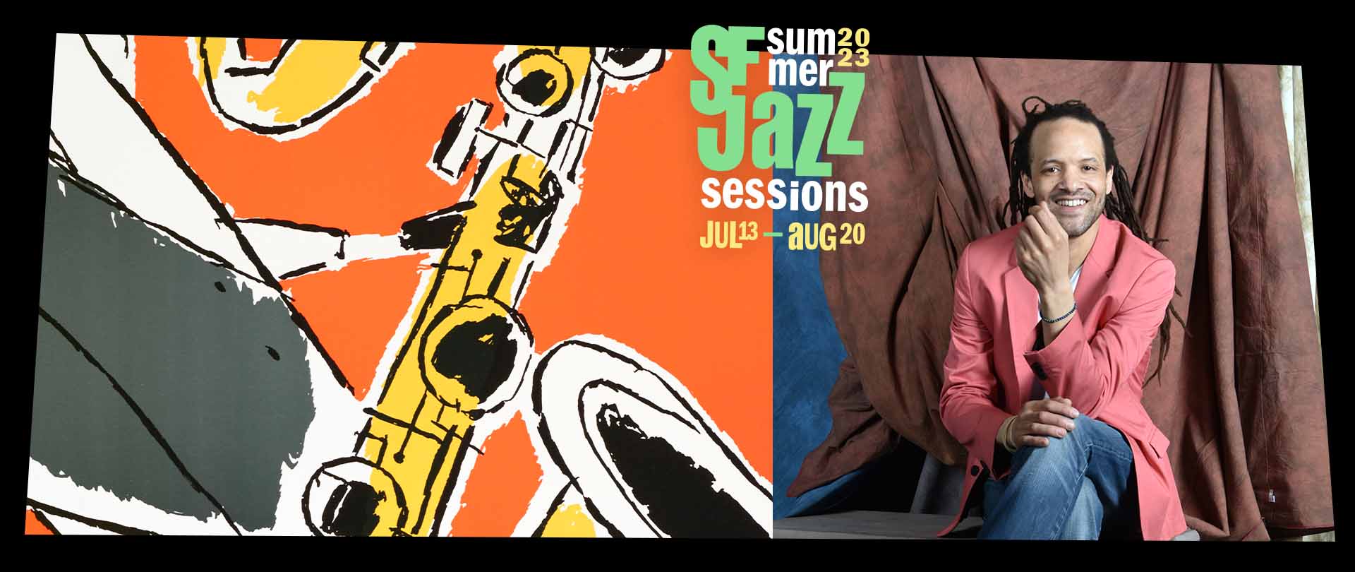 Savion Glover With 2023 summer sessions logo
