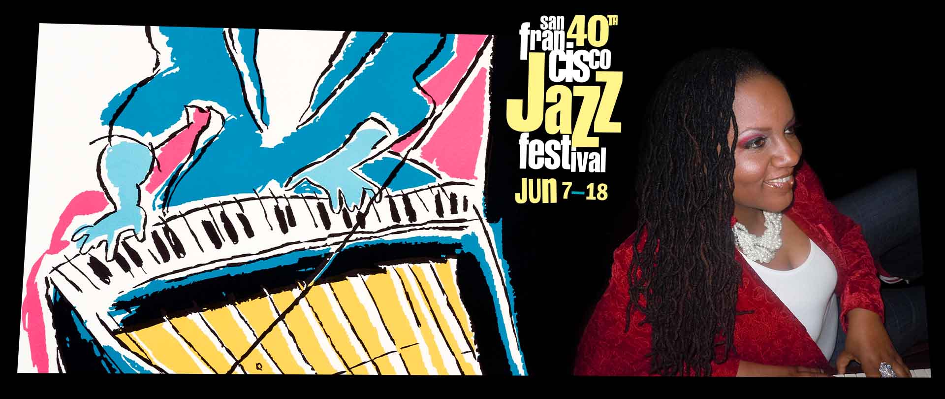 Sundra Manning with the 40th San Francisco Jazz Festival logo