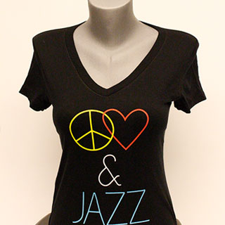Black "Peace, Love & Jazz" Shirt