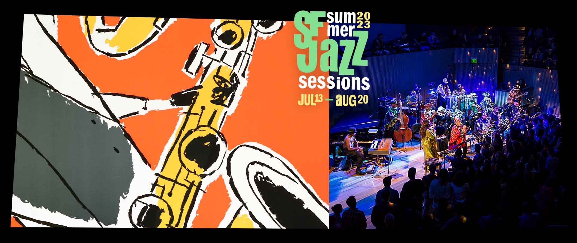 Sun Ra Arkestra With the 2023 summer sessions logo