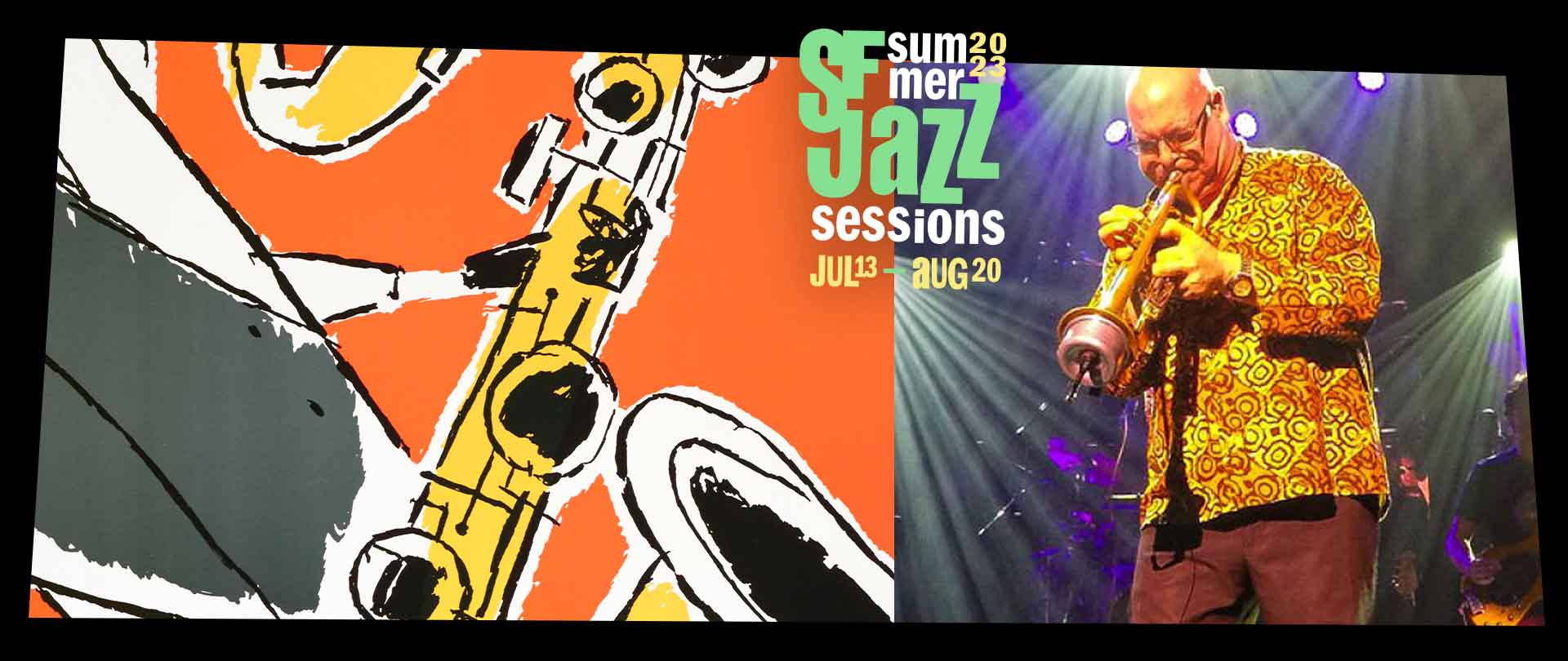 Bill Ortiz performing live with the 2023 Summer Sessions artwork